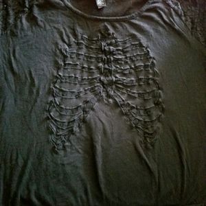 Skull morbid Torrid Top ribs see though lace